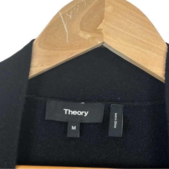 Theory Cashmere Rib Sleeve Black Open Front Cardigan in size Medium - Picture 11 of 11